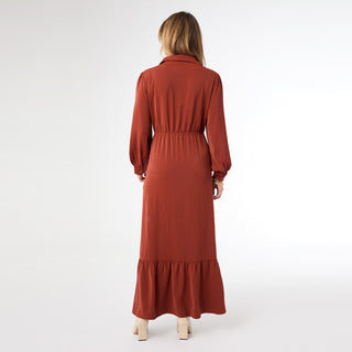 Bixby Long Sleeve Tiered Maxi Dress - Rust