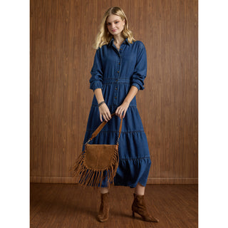 Judith Long Sleeve Tiered Maxi Dress - Denim