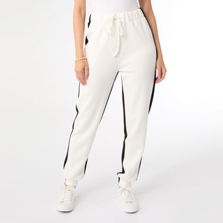 Hilarie Two-Tone Jogger Pants - Black/Ivory