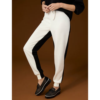 Hilarie Two-Tone Jogger Pants - Black/Ivory