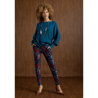 Printed Jasmine Zip Pocket Legging - Merlot/Navy