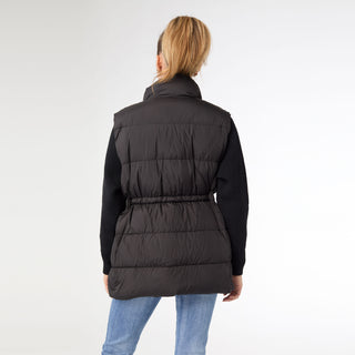 Claire Down Puffer Jacket with Knit Sleeve - Black