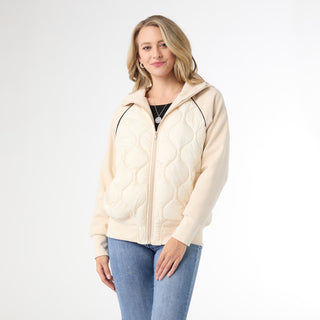 Lily Quilted Jacket with Hood - Beige
