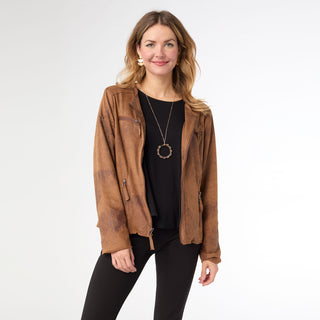 Elway Faux Leather Jacket - Brown