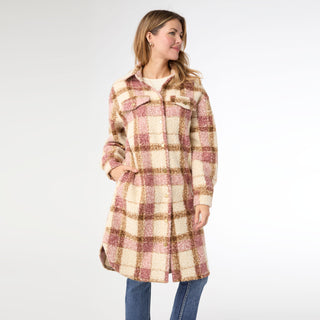 Ella Colorblock Shacket - Dusty Rose/Tan