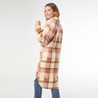 Ella Colorblock Shacket - Dusty Rose/Tan