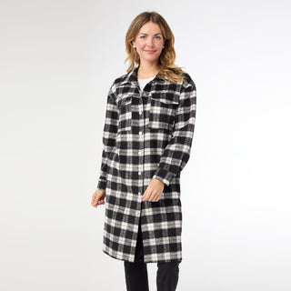 Edith Plaid Shacket - Black/White