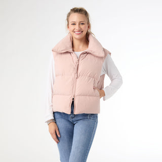 Jessica Down Filled Vest with Duo Zipper - Dusty Rose
