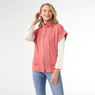 Kaitlyn Zipper Front Vest - Burnt Orange
