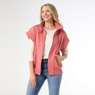 Kaitlyn Zipper Front Vest - Burnt Orange