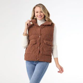 Nicky Corduroy Down Filled Vest - Brown