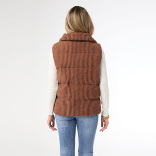 Nicky Corduroy Down Filled Vest - Brown