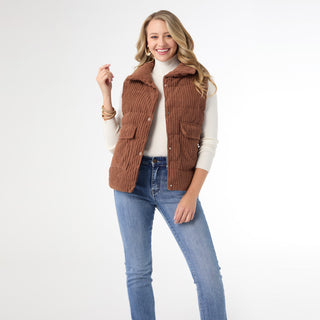 Nicky Corduroy Down Filled Vest - Brown
