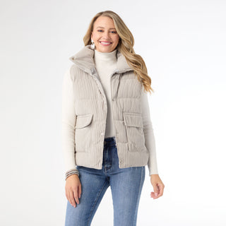 Nicky Corduroy Down Filled Vest - Grey