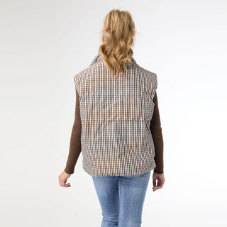 Talen Printed Down Filled Vest - Brown/Ivory