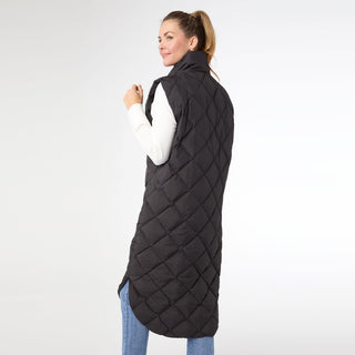 Shea Long Down Filled Quilted Vest - Black