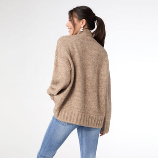 Joyce Marled Long Sleeve Mock Neck Sweater - Mushroom