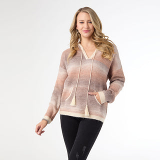 Coronado Hooded Sweater with Pouch Pocket - Brown Ombre