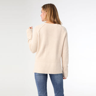 Helix Crew Neck Sweater with Side Slit - Oatmeal