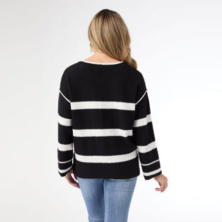 Carolyn Crew Neck Striped Sweater - Black/White