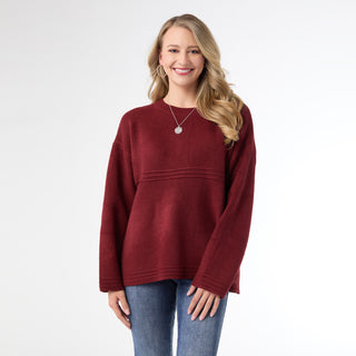 Delphina Long Sleeve Lattice Back Sweater - Merlot