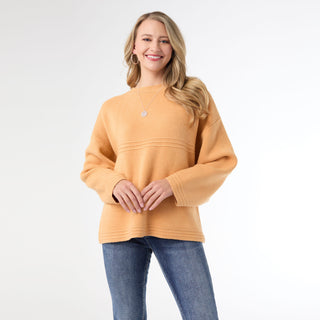 Delphina Long Sleeve Lattice Back Sweater - Mustard