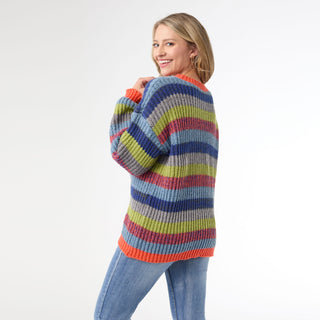 Ronado Multi Stripe Crew Neck Sweater - Multi Stripe XS - Multi Stripe