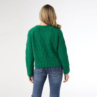 Regina Cardigan with Scalloped Trim - Emerald