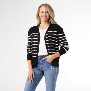 Winn Striped Cardigan - Black/White