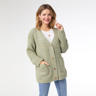 Filbert Casual Cardigan - Green Marled