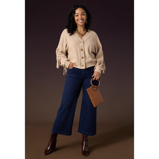 Calder Cardigan with Fringe - Oatmeal Heather