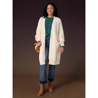 Summit Cable Knit Open Cardigan - Dark Teal