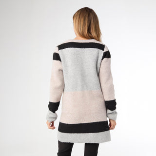 Liz Open Cardigan with Front Pockets - Mid Heather Grey