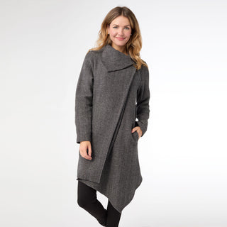 Billy Herringbone Cardigan with Clasp - Black