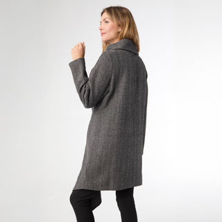 Billy Herringbone Cardigan with Clasp - Black