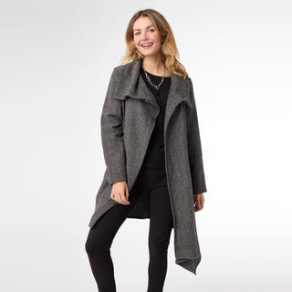 Billy Herringbone Cardigan with Clasp - Black