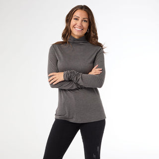 Myra Long Scrunch Sleeve Turtleneck - Charcoal Heather