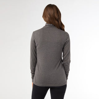 Myra Long Scrunch Sleeve Turtleneck - Charcoal Heather