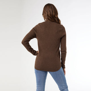 Kym Soft Henley Top with Buttons - Chocolate