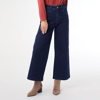 EverStretch Wide Leg Crop - Indigo Dark Denim