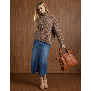 EverStretch Long Skirt with Front Slit - Dark Denim