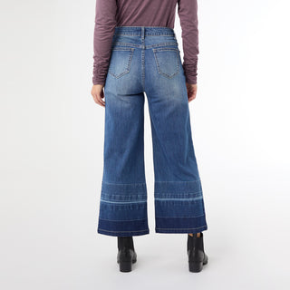 Bambu Soft Wide Leg Crop with Contrast Bottom - Medium Denim