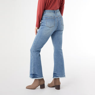 Bambu Soft Flare Ankle with Bottom Distressing - Medium Denim
