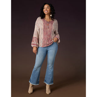 Bambu Soft Flare Ankle with Bottom Distressing - Medium Denim