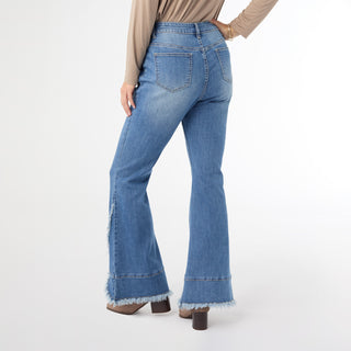 Bambu Soft Flare with Crossover Fringe - Medium Denim