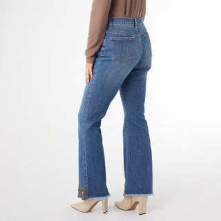Bambu Soft Flare with Scalloped Beaded Bottom - Medium Denim