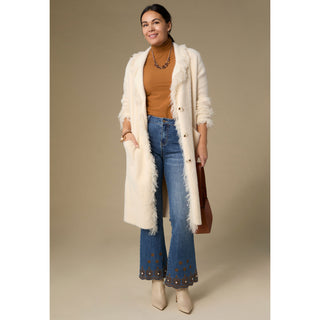 Bambu Soft Flare with Scalloped Beaded Bottom - Medium Denim