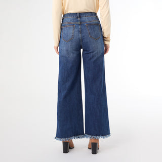 Bambu Soft Wide Leg with Fringe - Dark Denim