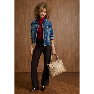 Bambu Soft Denim Jacket with Fringe - Dark Denim