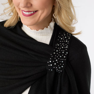 Kiara Pull Thru Wrap with Embellishment - Black